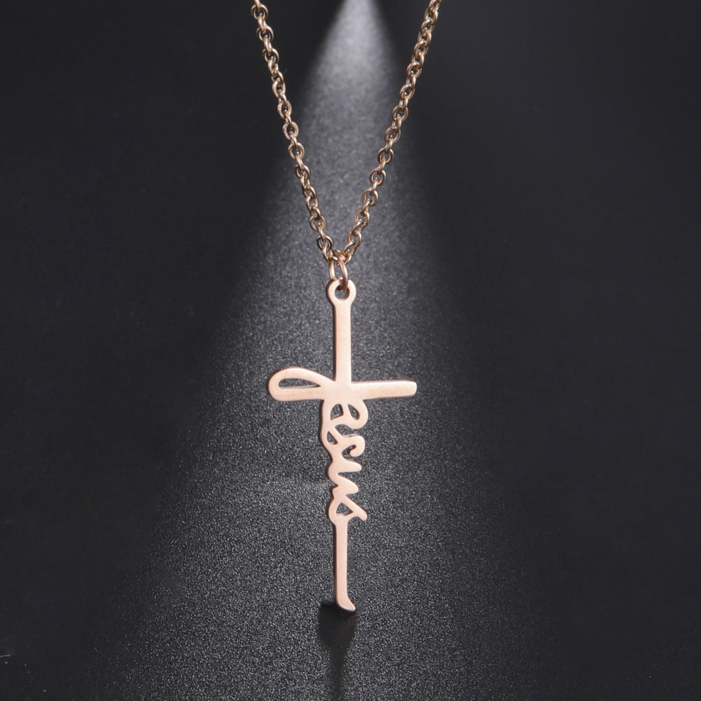 Jesus Cross Pendant Stainless Steel Necklace