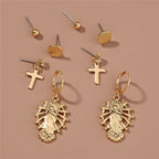 Metal Vintage Cross Character Earrings