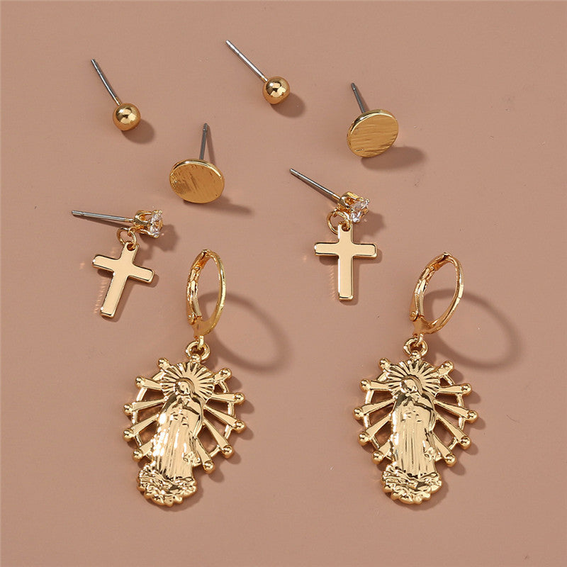 Metal Vintage Cross Character Earrings