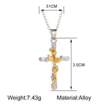 Classic Vintage Leaf Jesus Cross Necklace