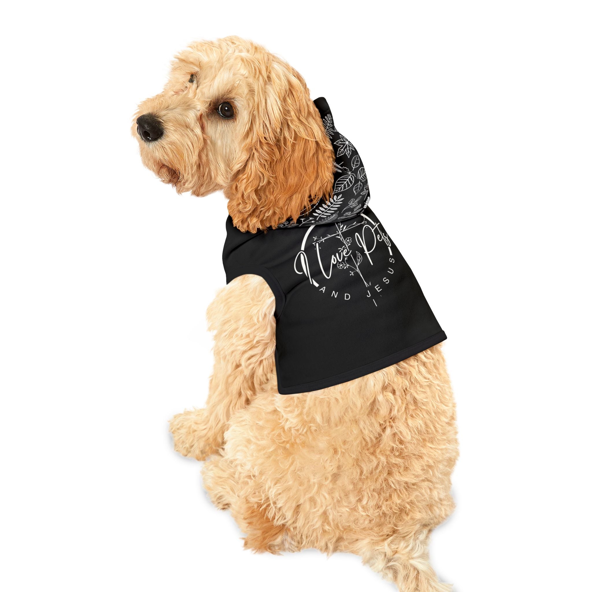 Love Pets and Jesus Black Pet Hoodie
