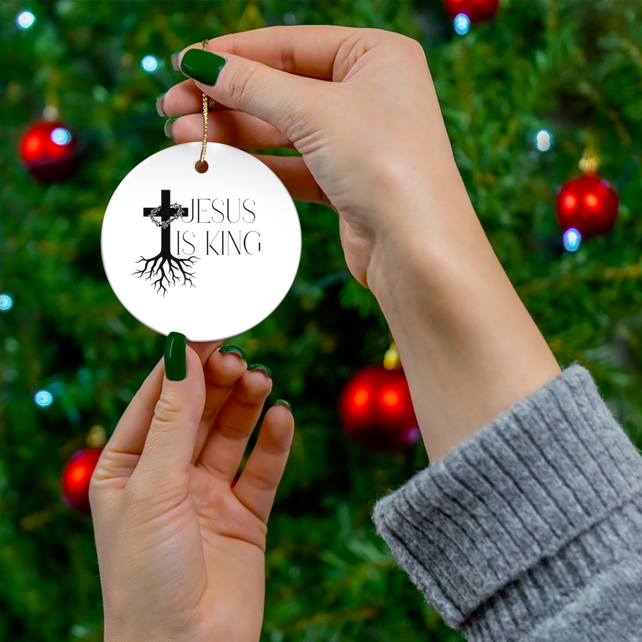Jesus Is King Ceramic Ornament