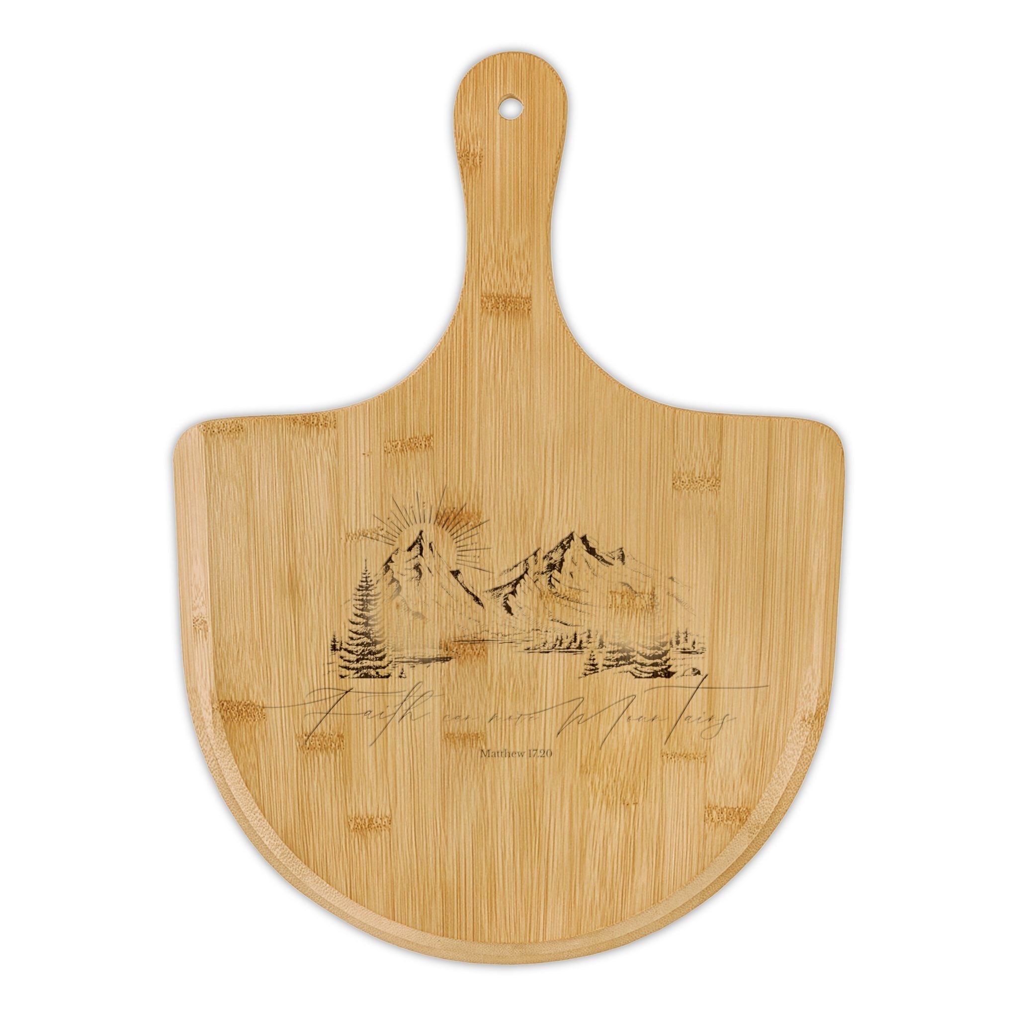 Faith can move Mountains Natural Wood Serving & Cutting Board
