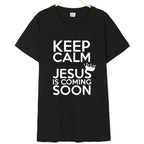 KEEP CALM JESUS Letter Printing Men's And Women's T-shirt