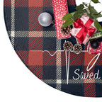 Plaid 'Jesus Saved My Life' Christmas Tree Skirt