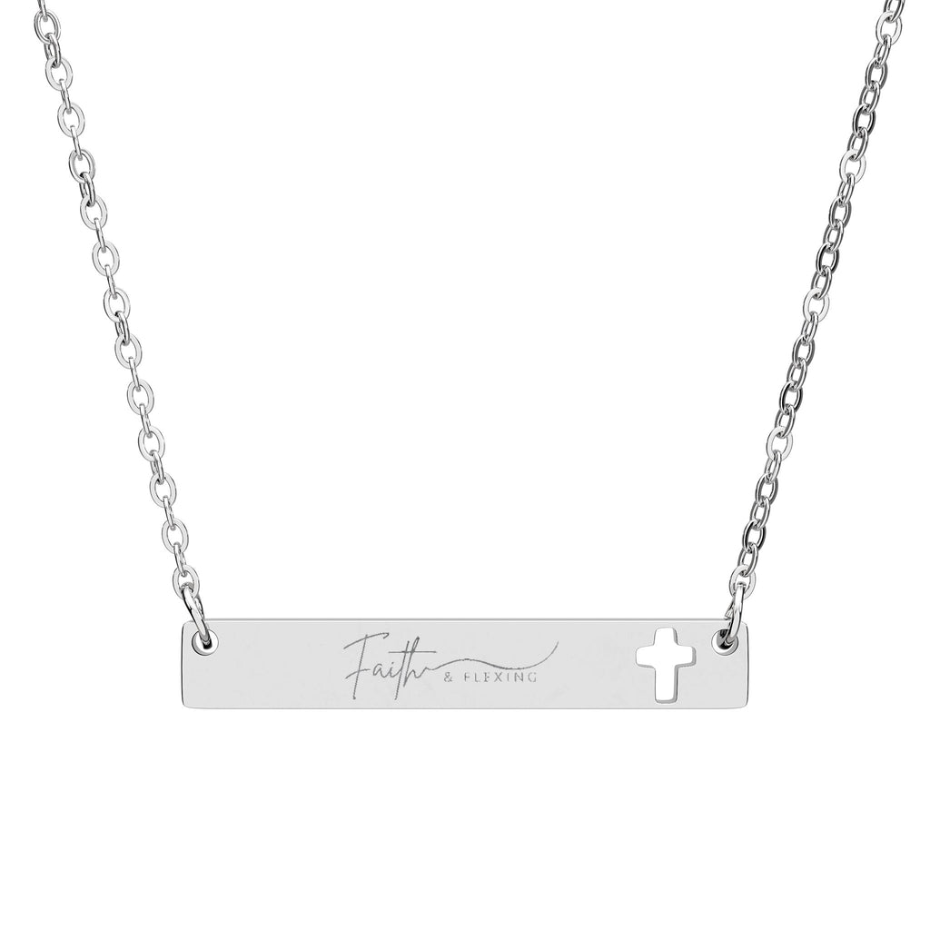 Cutout Cross Bar Necklace — Engravable Christian Bar Pendant