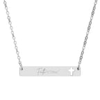 Cutout Cross Bar Necklace — Engravable Christian Bar Pendant