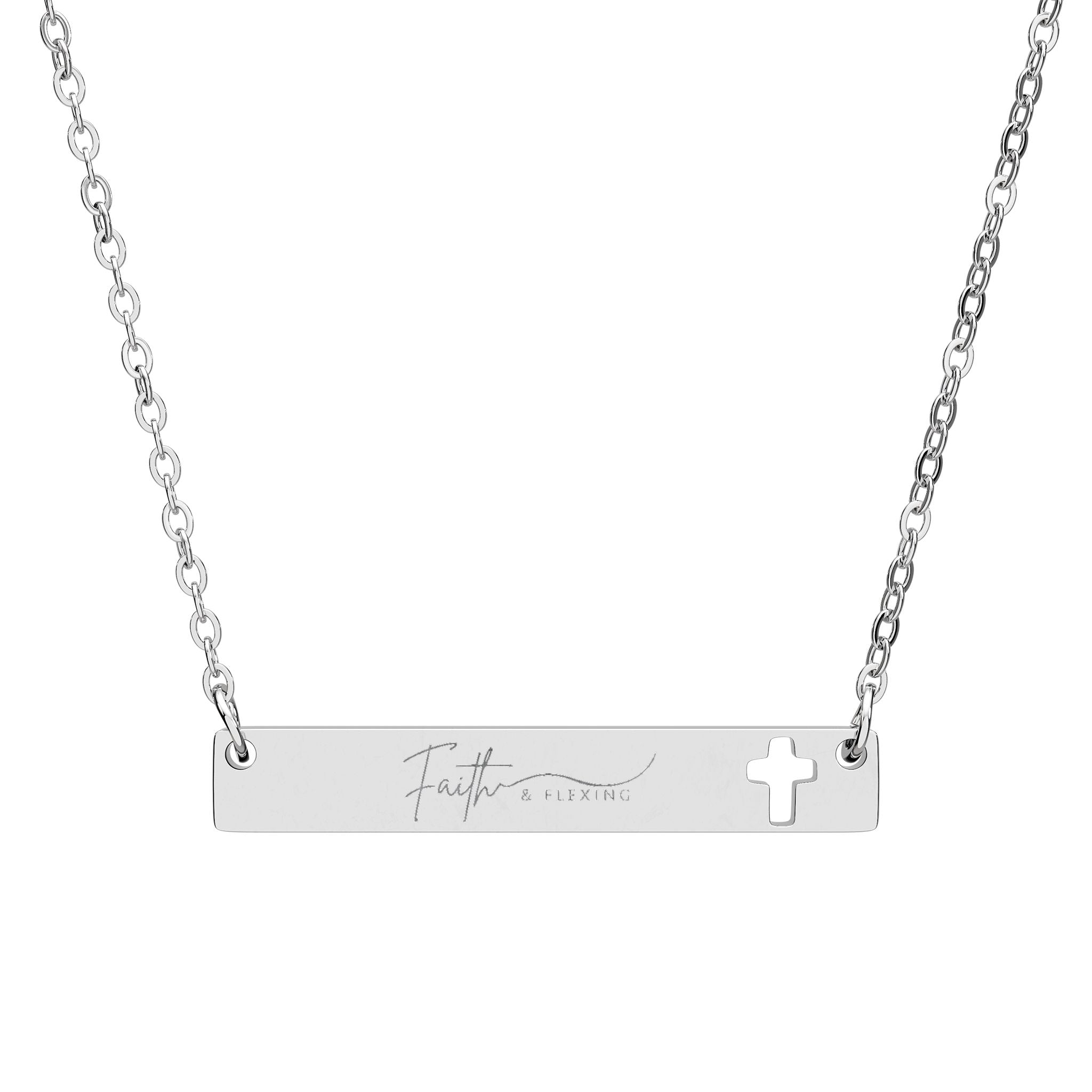 Cutout Cross Bar Necklace — Engravable Christian Bar Pendant
