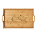 Engraved Bamboo Serving Tray — Mountain Lake Scene, Rustic Breakfast & Charcuterie Tray