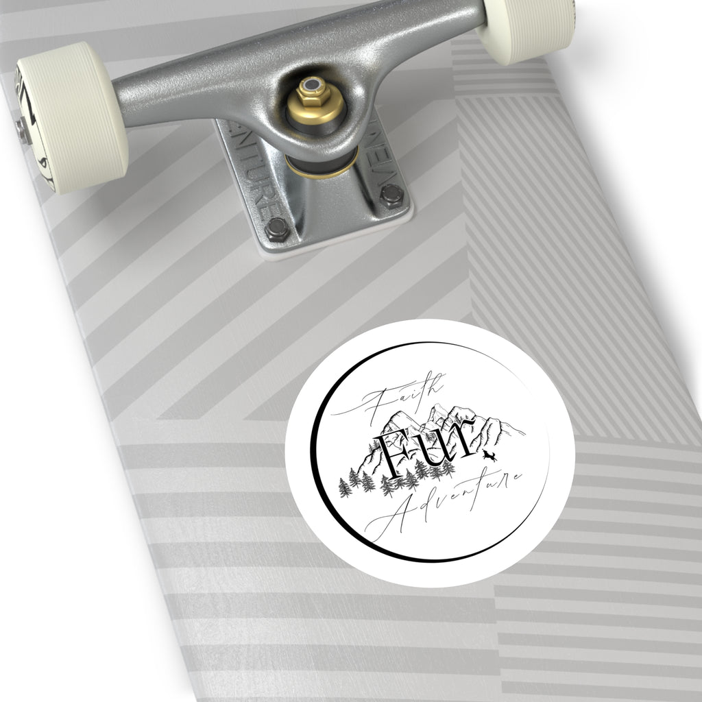 Faith Over Fear Adventure Sticker — Round Outdoor/Indoor Vinyl