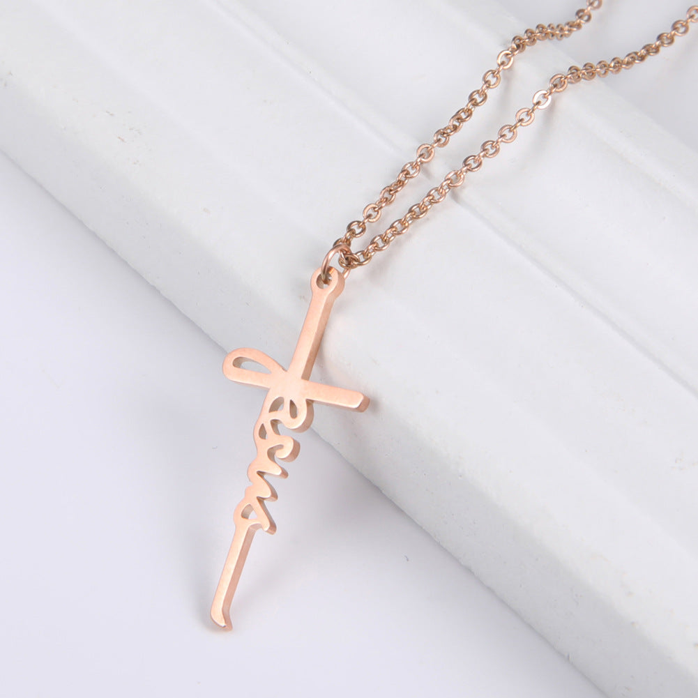 Jesus Cross Pendant Stainless Steel Necklace