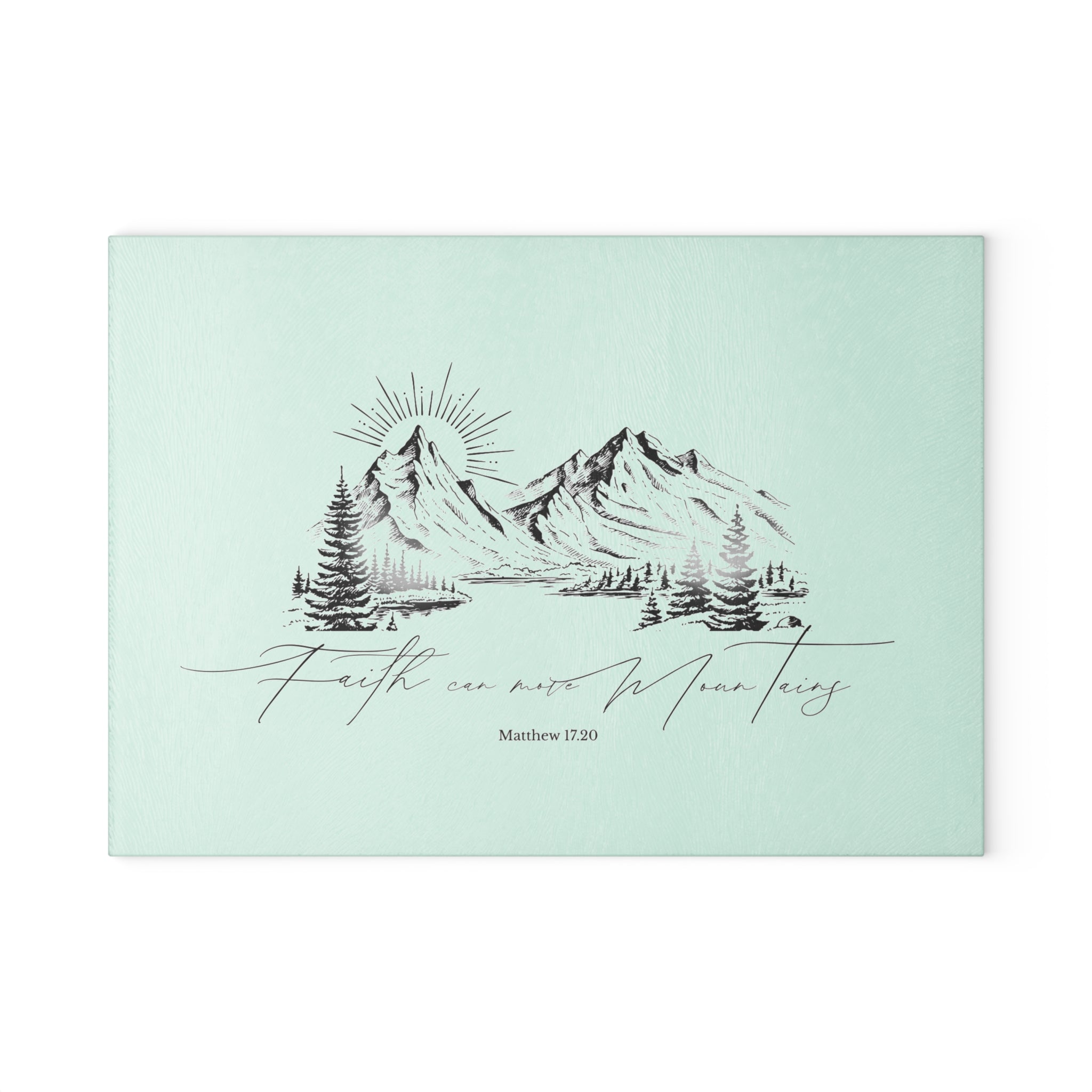 Faith Over Fear Mountain Glass Cutting Board