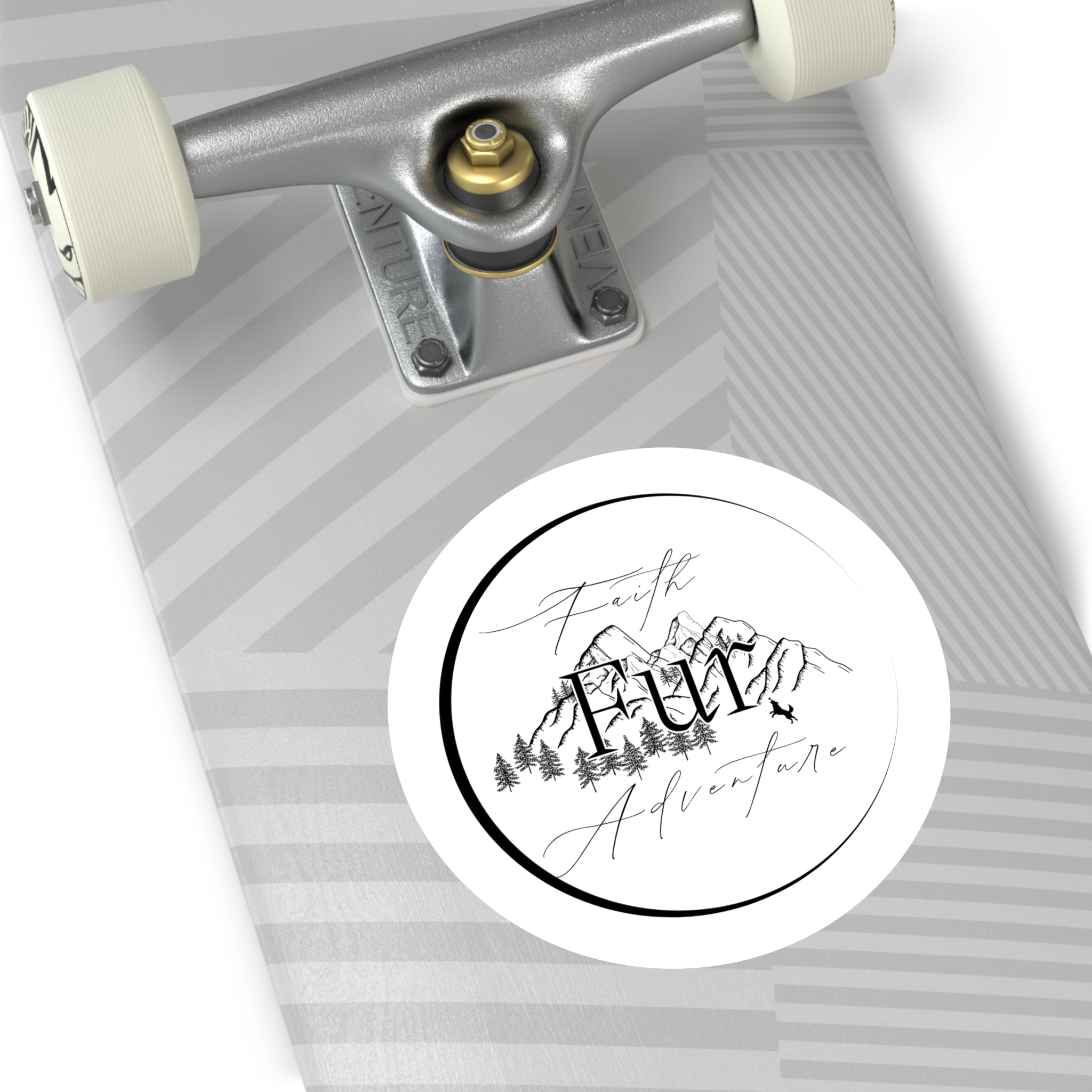 Faith Over Fear Adventure Sticker — Round Outdoor/Indoor Vinyl
