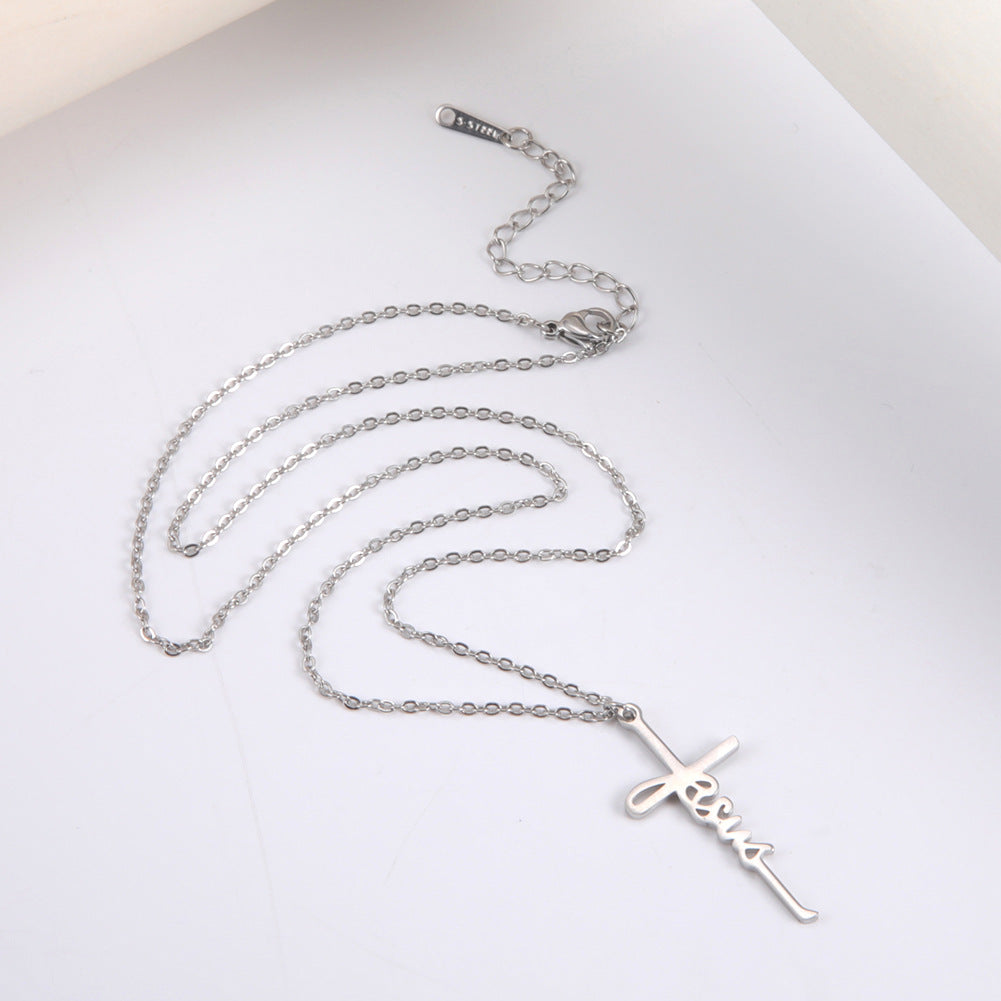 Jesus Cross Pendant Stainless Steel Necklace