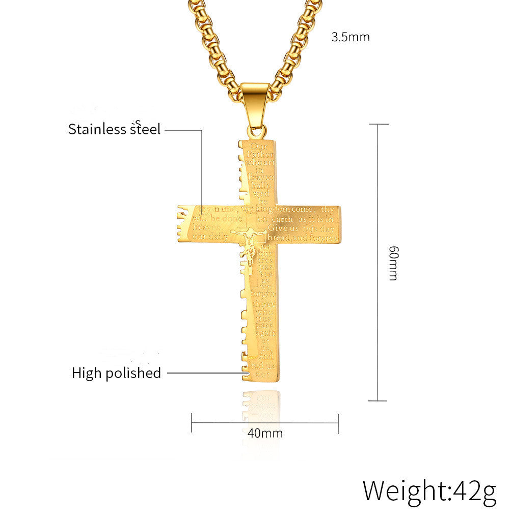 Christian Jesus Cross Necklace  Men's