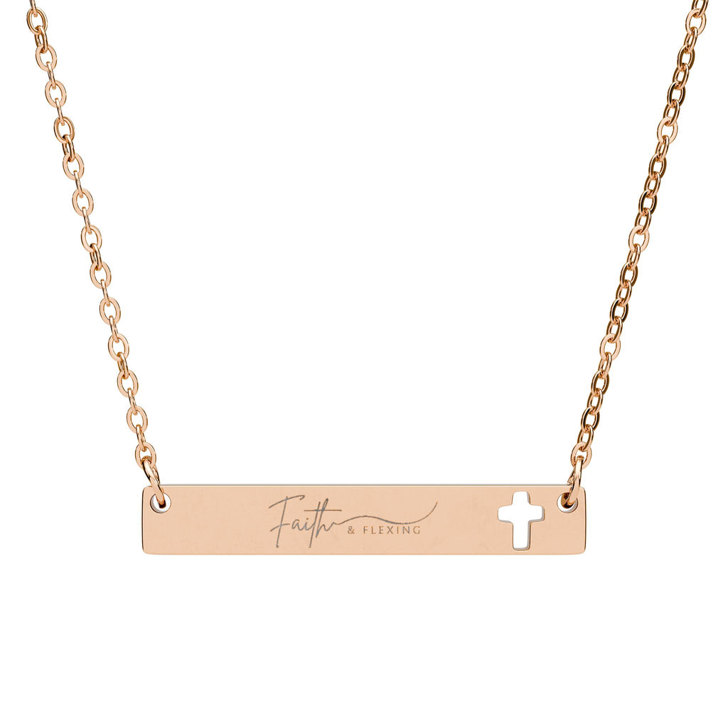 Cutout Cross Bar Necklace — Engravable Christian Bar Pendant