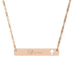 Cutout Cross Bar Necklace — Engravable Christian Bar Pendant