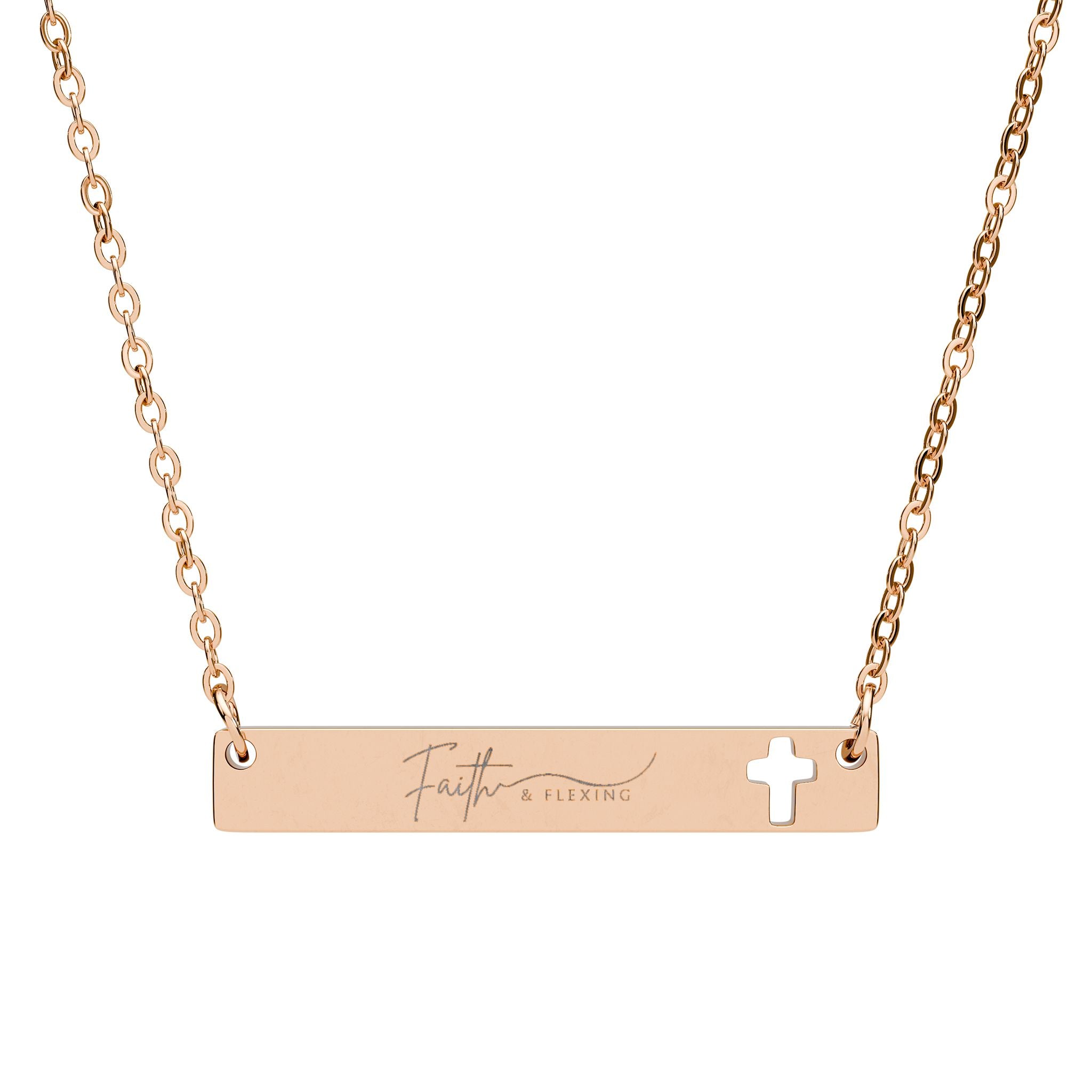 Cutout Cross Bar Necklace — Engravable Christian Bar Pendant