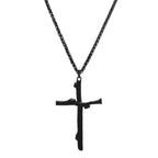 Men's Fashion Jewelry Long Jesus Necklace Wood Grain Cross