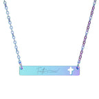 Cutout Cross Bar Necklace — Engravable Christian Bar Pendant
