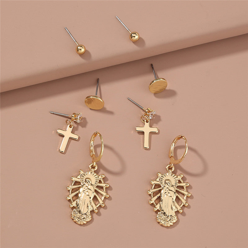 Metal Vintage Cross Character Earrings