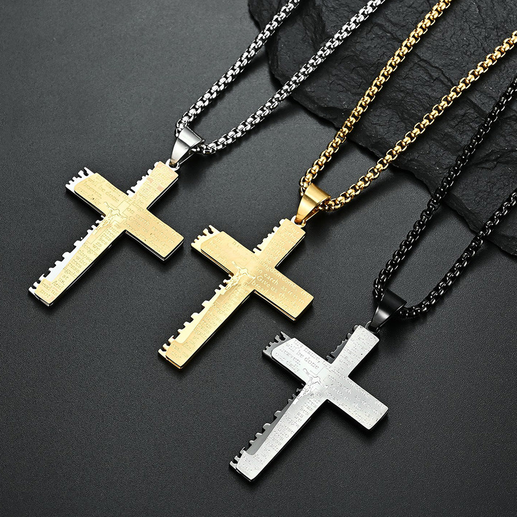 Christian Jesus Cross Necklace  Men's