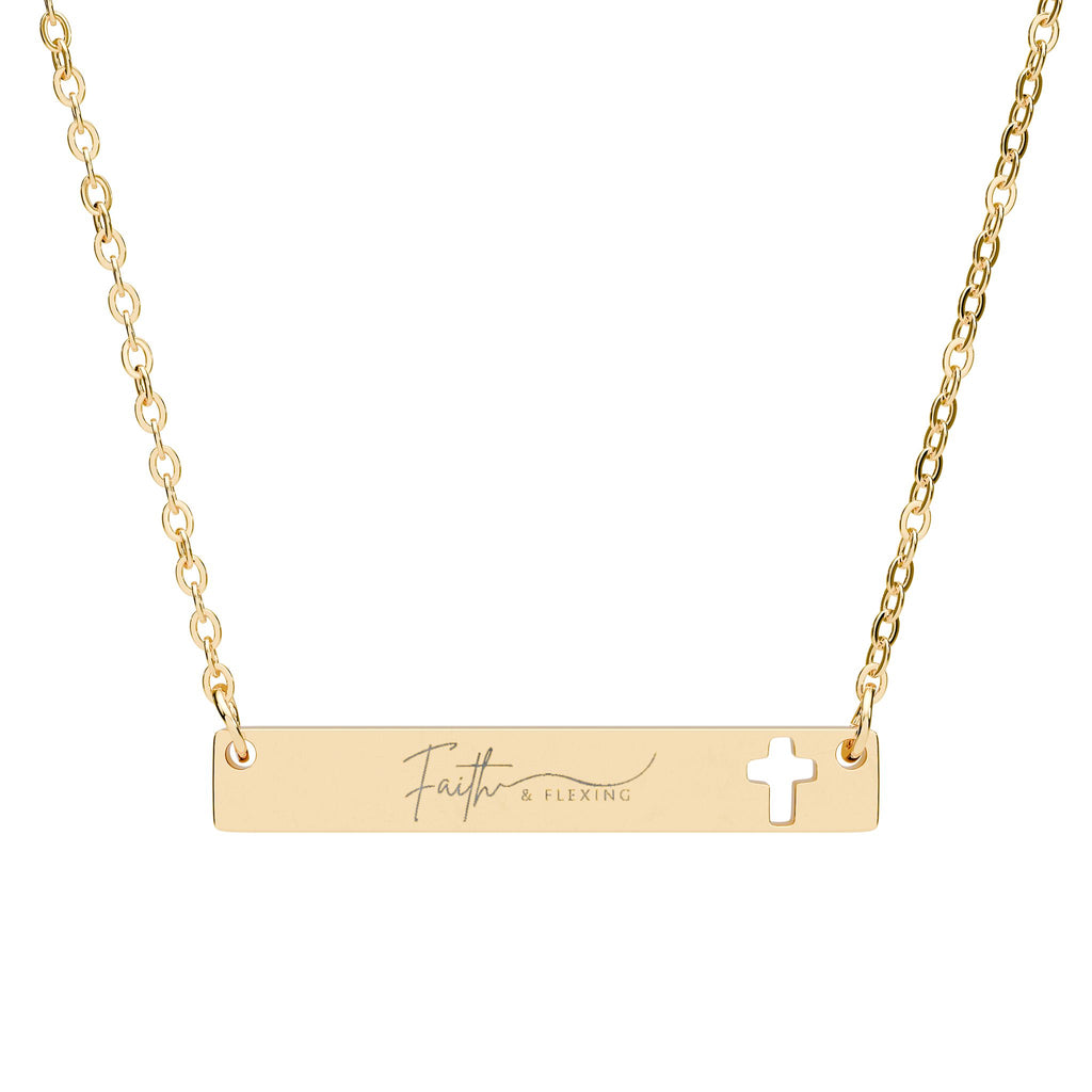 Cutout Cross Bar Necklace — Engravable Christian Bar Pendant