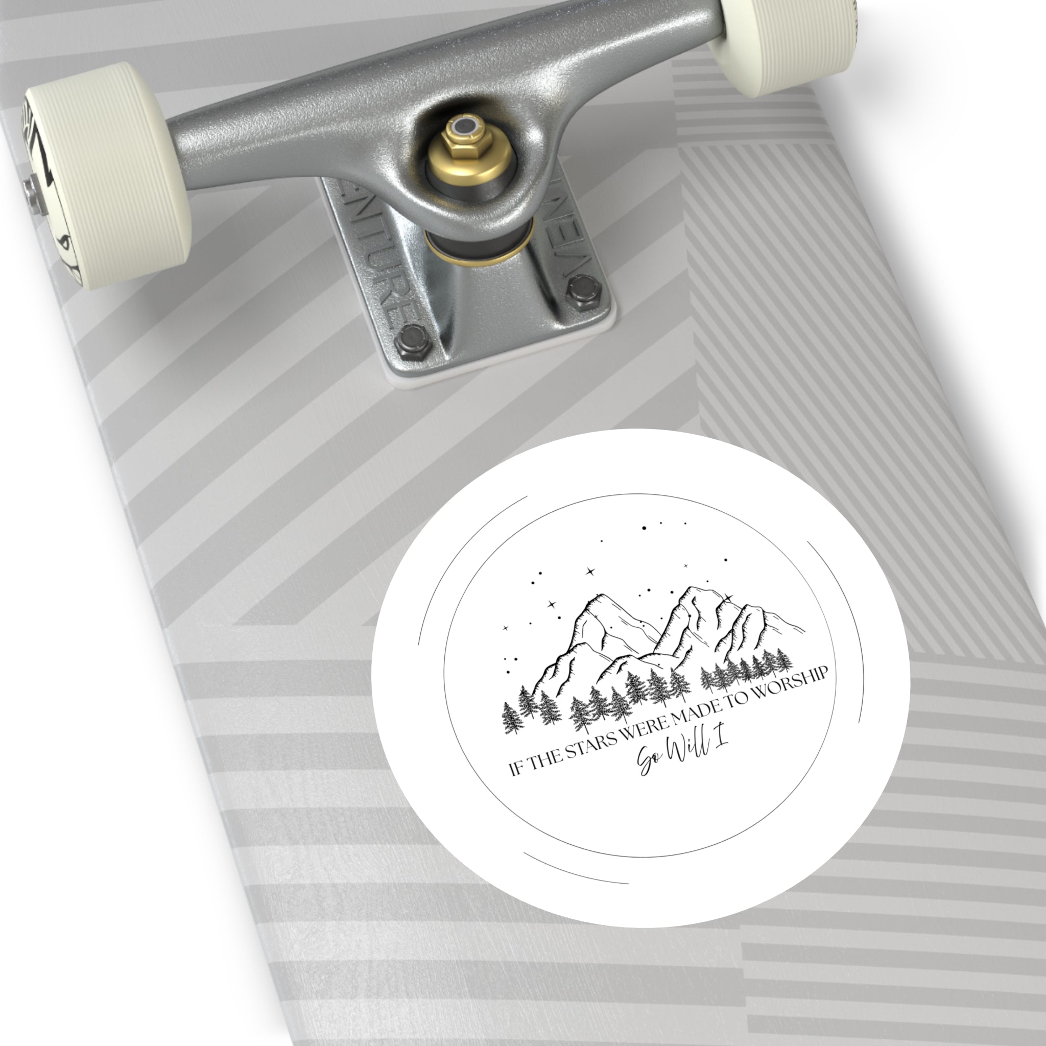 Round Faith Sticker — “If the Stars Were Made to Worship” Mountain Vinyl Sticker (Indoor/Outdoor)