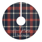 Plaid 'Jesus Saved My Life' Christmas Tree Skirt