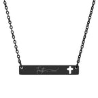 Cutout Cross Bar Necklace — Engravable Christian Bar Pendant