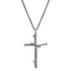 Men's Fashion Jewelry Long Jesus Necklace Wood Grain Cross