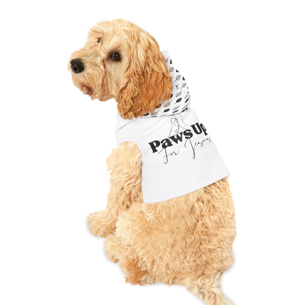 Paws Up Pet Hoodie — "Paws Up for Treats" Cute Paw Print Hooded Dog Sweatshirt