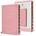 KJV Holy Bible, Giant Print Thinline Large Format, Pink Premium Imitation Leather with Ribbon Marker, Red Letter, and Thumb Index