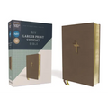 Niv, Larger Print Compact Bible, Leathersoft, Brown, Red Letter, Comfort Print