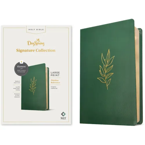NLT Large Print Thinline Reference Bible, Filament-Enabled Edition (Leatherlike, Evergreen, Red Letter): Dayspring Signature Collection