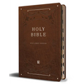 KJV Holy Bible, Giant Print Thinline Large Format, Brown Premium Imitation Leather with Ribbon Marker, Red Letter, and Thumb Index