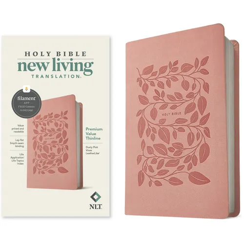 NLT Premium Value Thinline Bible, Filament Enabled (Leatherlike, Dusty Pink Vines)