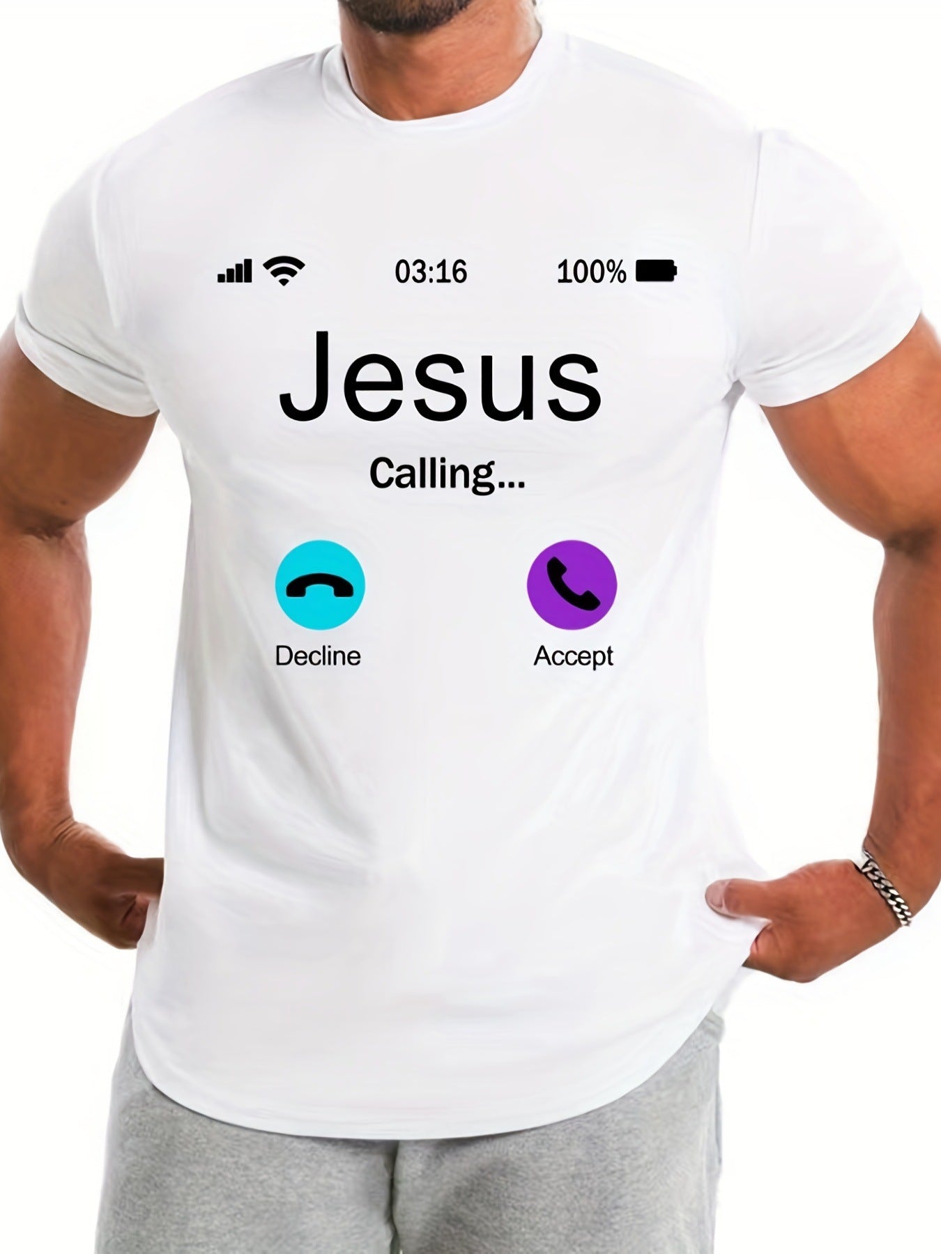 Jesus Calls For Printed Men's Comfortable T-shirts