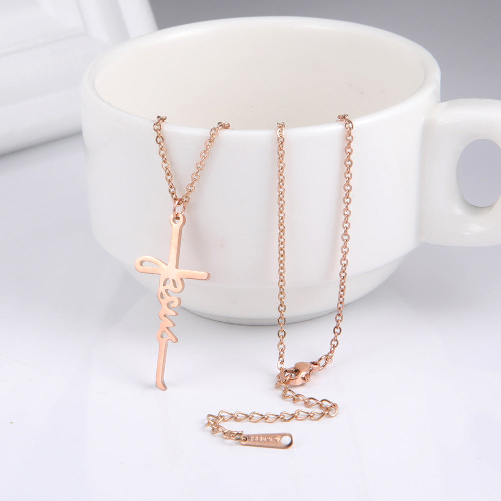 Jesus Cross Pendant Stainless Steel Necklace