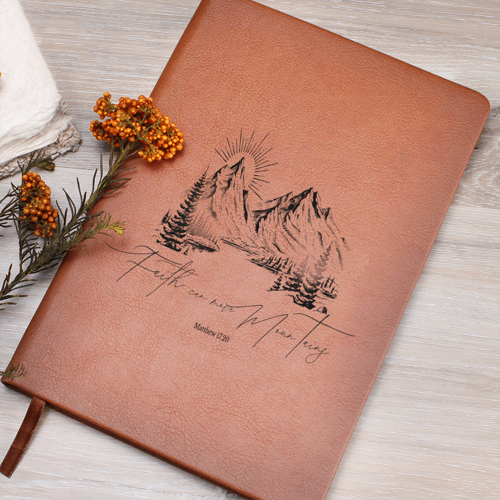 Faith can move Mountains Leather Notebook
