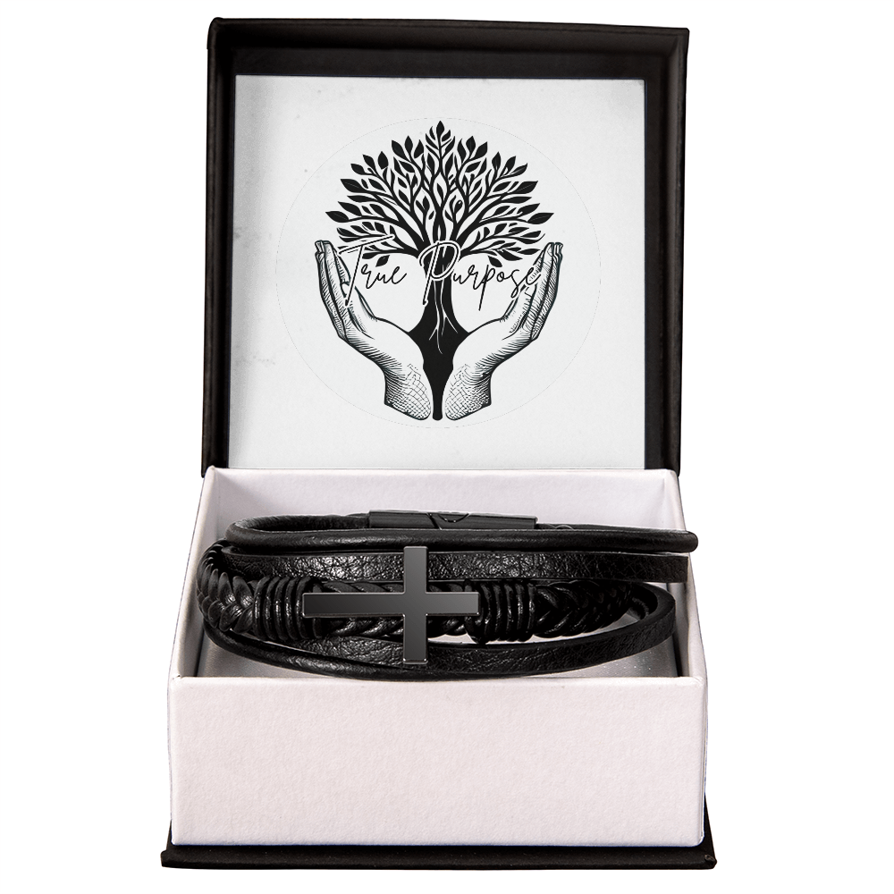 Men's Cross Leather Bracelet