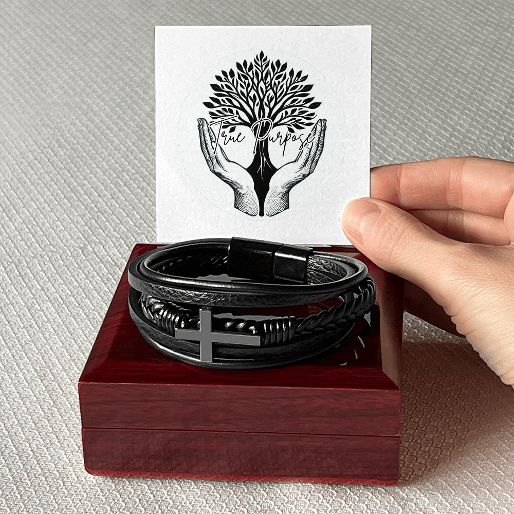 Men's Cross Leather Bracelet