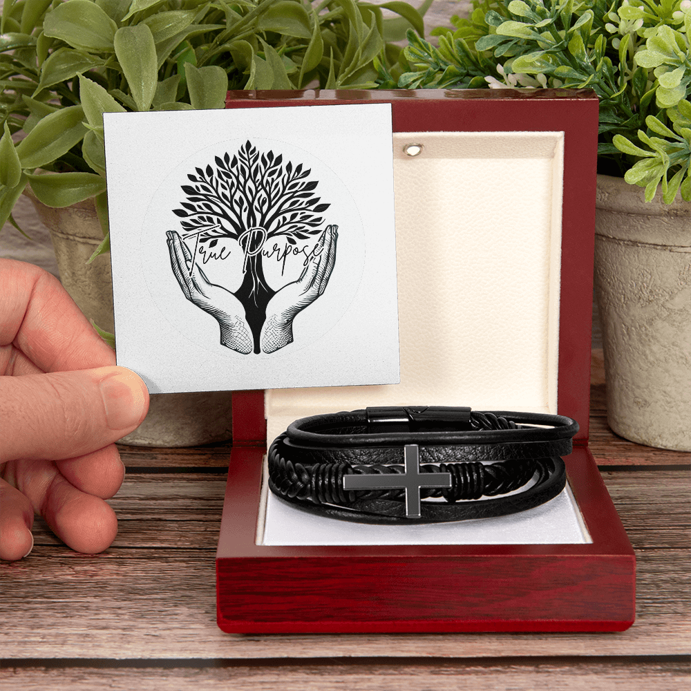 Men's Cross Leather Bracelet