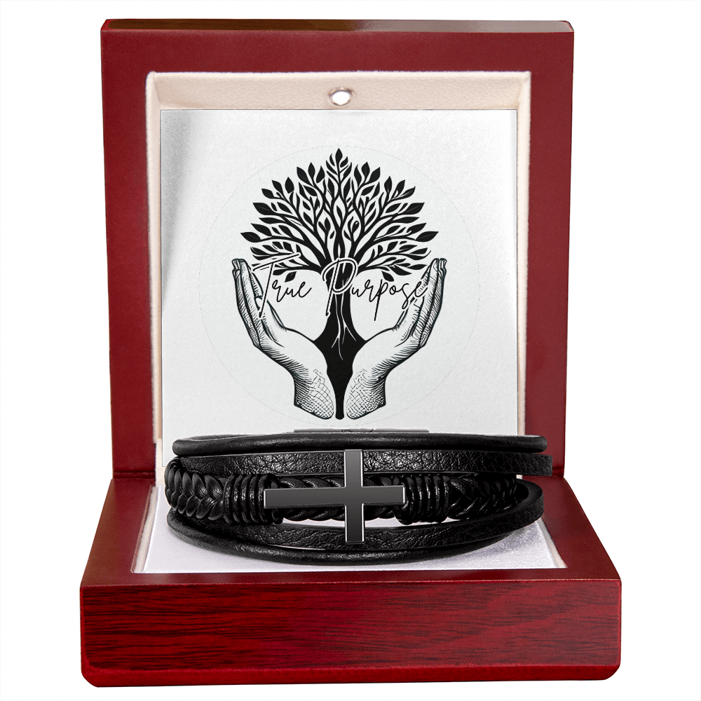 Men's Cross Leather Bracelet