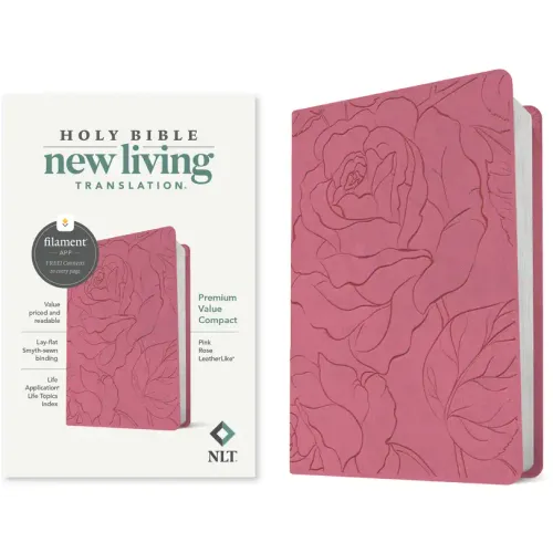 NLT Premium Value Compact Bible, Filament Enabled (Leatherlike, Pink Rose)