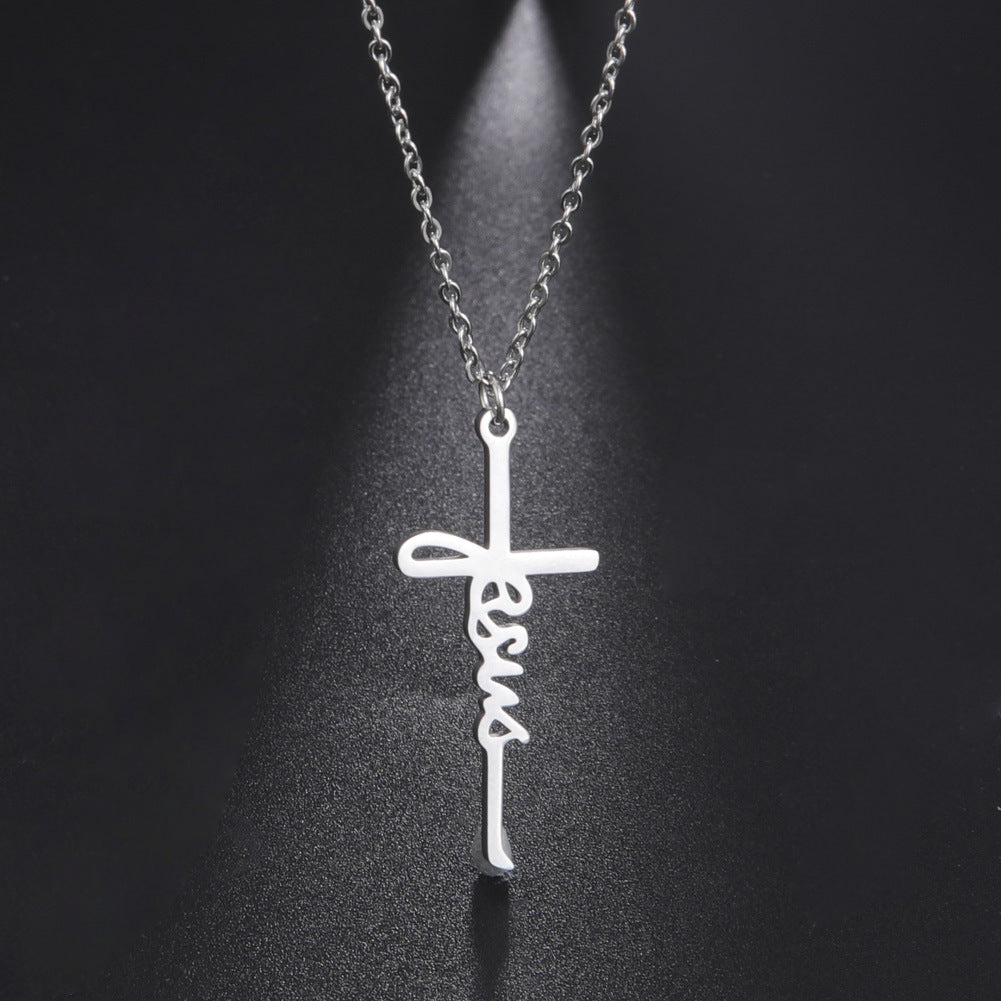 Jesus Cross Pendant Stainless Steel Necklace