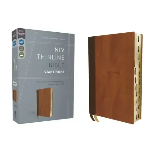 Niv, Thinline Bible, Giant Print, Leathersoft, Brown, Red Letter, Thumb Indexed, Comfort Print
