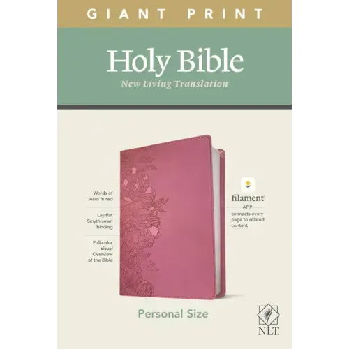 NLT Personal Size Giant Print Bible, Filament Enabled Edition (Red Letter, Leatherlike, Peony Pink)